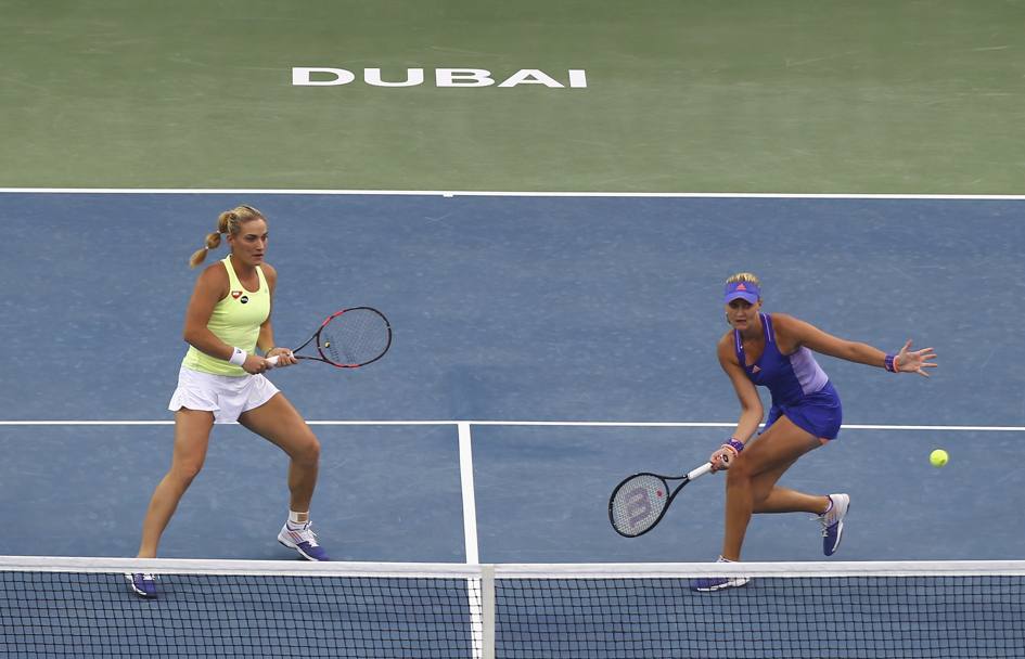 Dubai Duty Free Tennis Championship. Doppio femminile.Timea Babos e Kristina Mladenovic in azione (Getty Images)